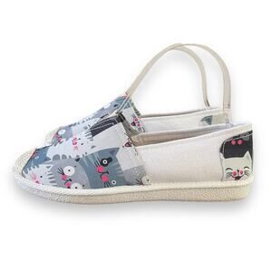 Cat Pattern Cloth Flat Round Toe Slip on Loafers Women Casual Shoes Ecco Soles